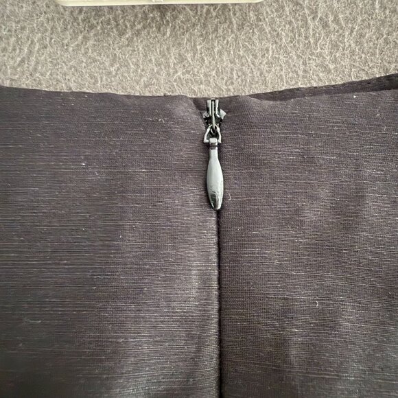 Talbots Linen Silk Floral Embroidered Sequins Pleated Skirt SZ 6 Black White - Picture 9 of 11